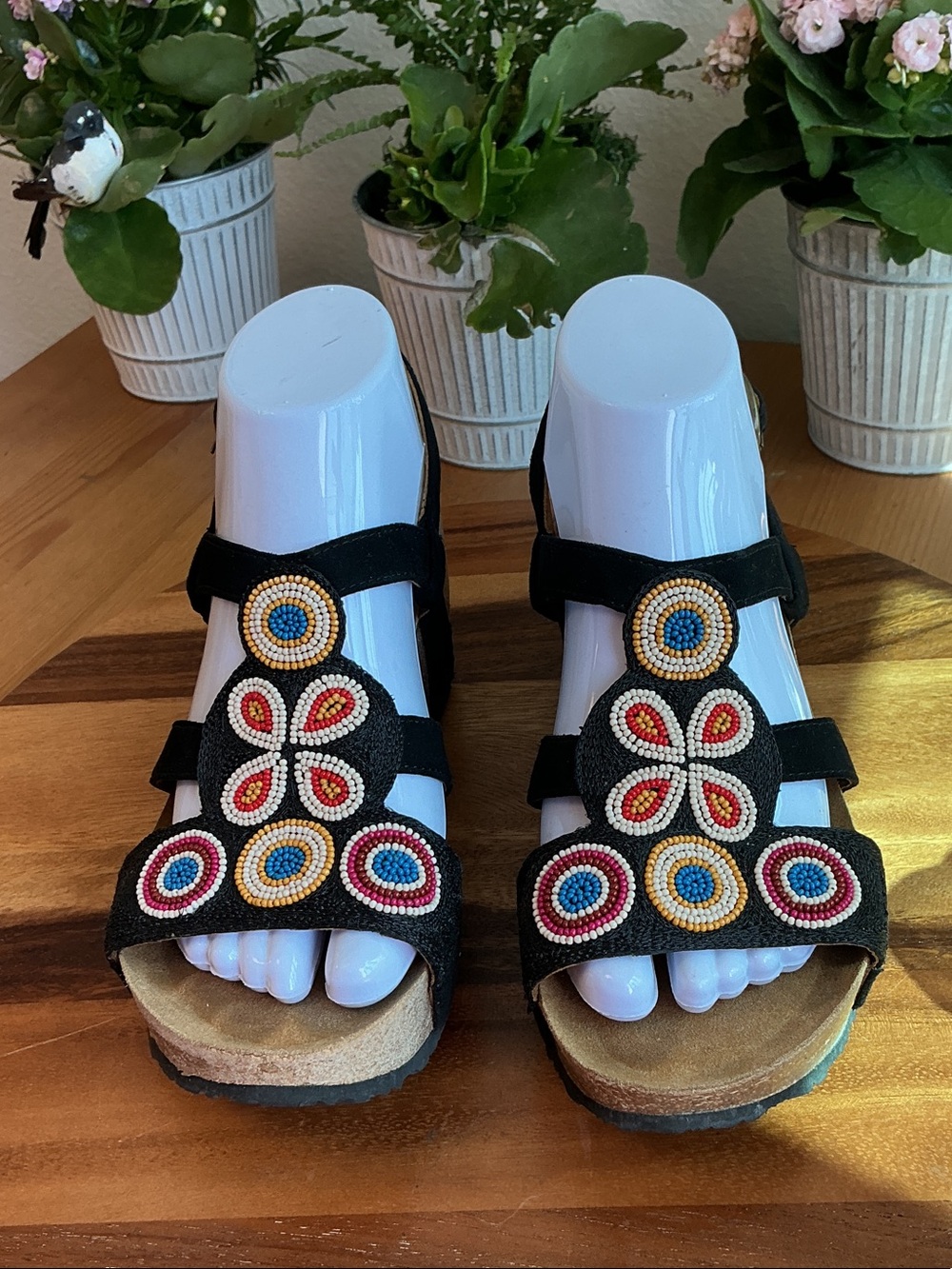 Desigual Black Beaded Women’s Sandals with Multicolor Circle Embellishments 7